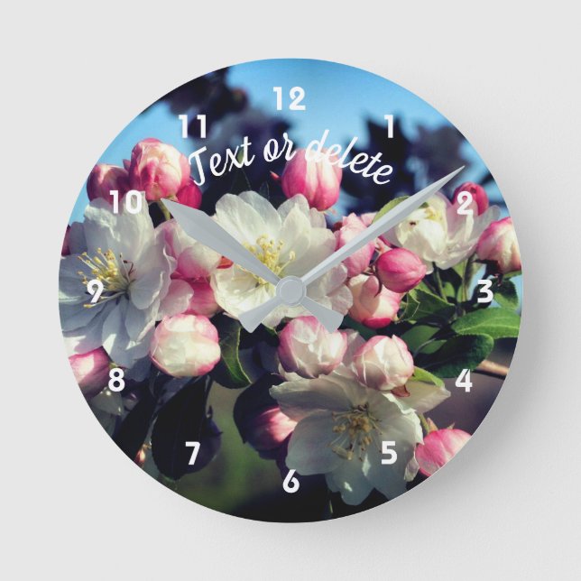 Vår Apple Flower Blommar Personlig Rund Klocka (Framsida)