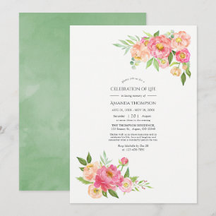 Vår Aquarell Peonies Livets Firande Inbjudningar