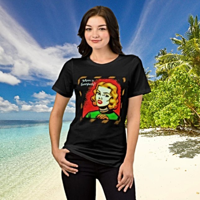 Var är Alla? - Retro Tecknad Art Te T Shirt (Skapare uppladdad)