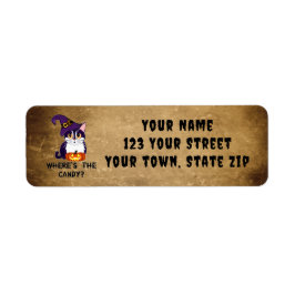 Var är Candy Black Cat Witch Hat Cute? Returadress Etikett