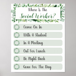 Var är dörrsignalen för arbetskontoret i Social? Poster
