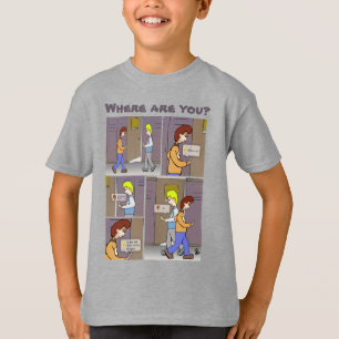 Var är du? Pojks Grått T-Shirt