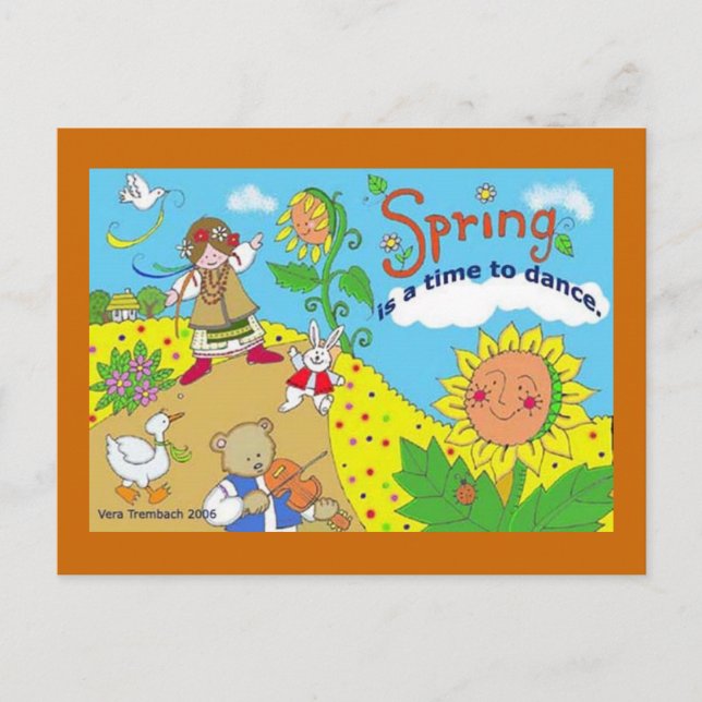 Vår är en tid för att dansa ukrainsk folkart vykort (Framsida)