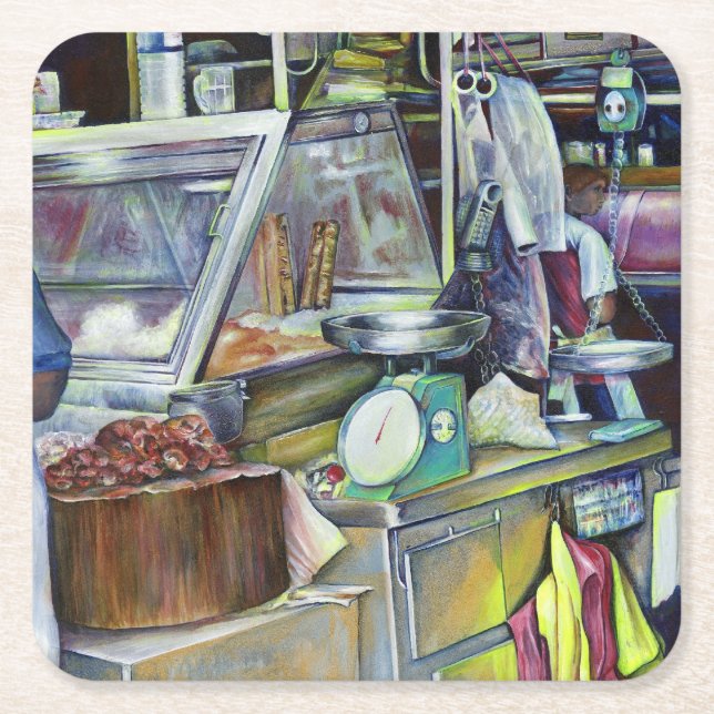 Var är fiskhuvud Curry? Singapore Underlägg Papper Kvadrat (Framsidan)