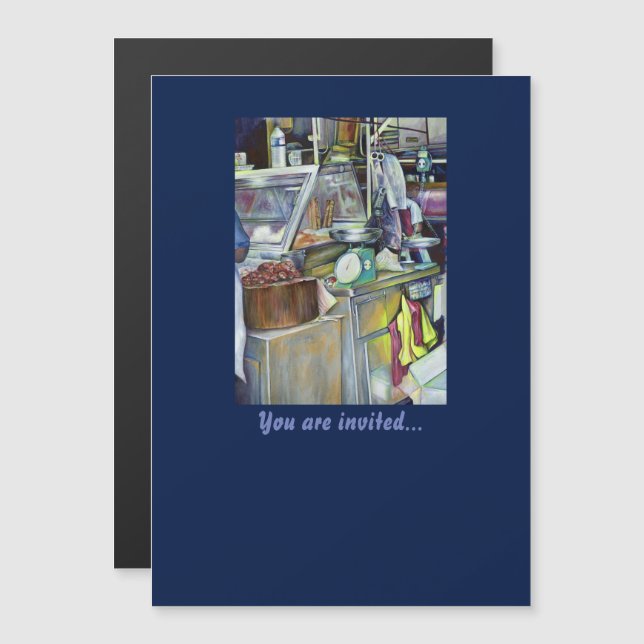 Var är fiskskallen? Singapore Magnetisk Inbjudningskort (Fram/baksida)