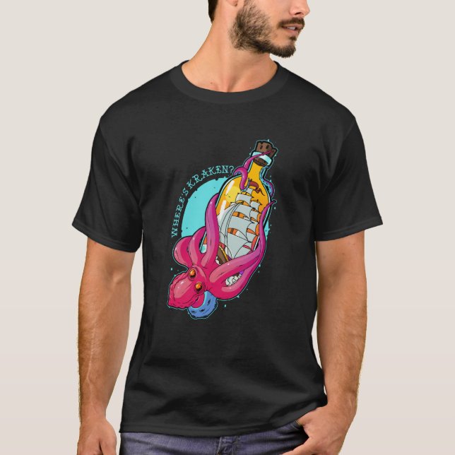 Var är Kraken Octopus Sea Animal Tentacles Octopu T Shirt (Framsida)