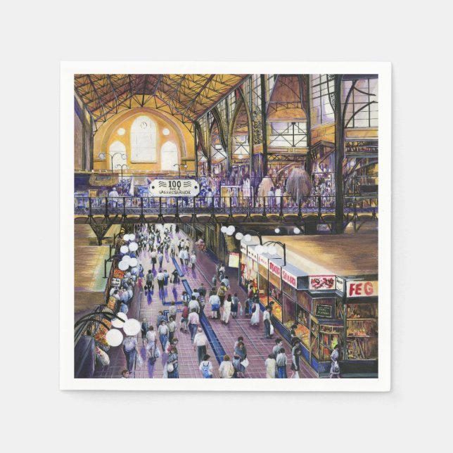 Var är kvinnornas Vatten Closet? Budapest Pappersservett (Framsidan)