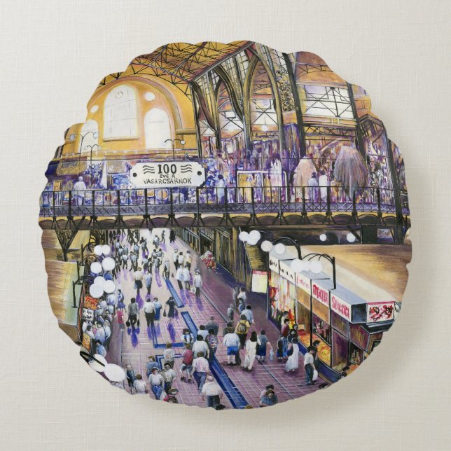 Var är kvinnornas Vatten Closet?Budapest Rund Kudde (Framsidan)