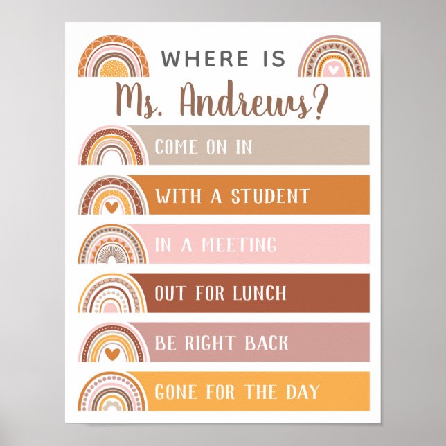 Var är lärarkontorets dörrskylt för regnbåge? poster (Framsidan)