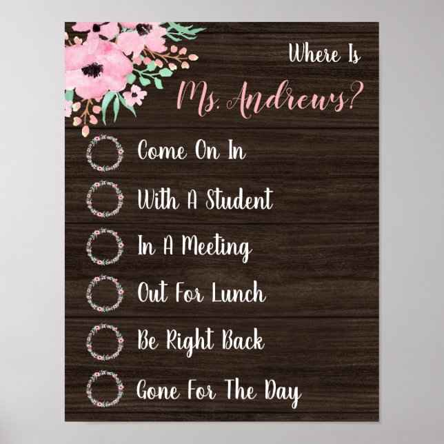 Var är Lärarkontorets dörrskylt? Poster (Framsidan)