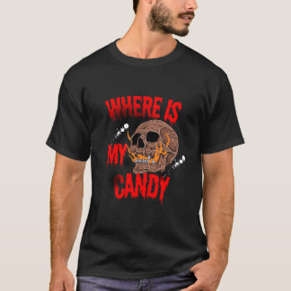 Var Är Min Godis - Flammande Skalle Halloween Bus  T Shirt