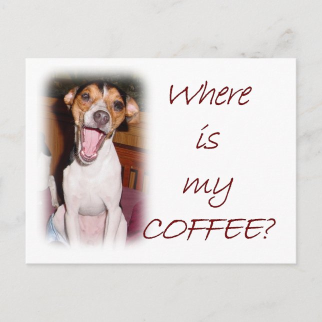 Var är min kaffe? vykort (Framsida)