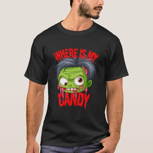 VAR ÄR MIN KANDY HOLLOWEMED THEMED GRAPHIC TEE? T SHIRT (Framsida)