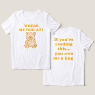 Var är min kram – Gul Retro Teddybjörn Rolig T Shirt