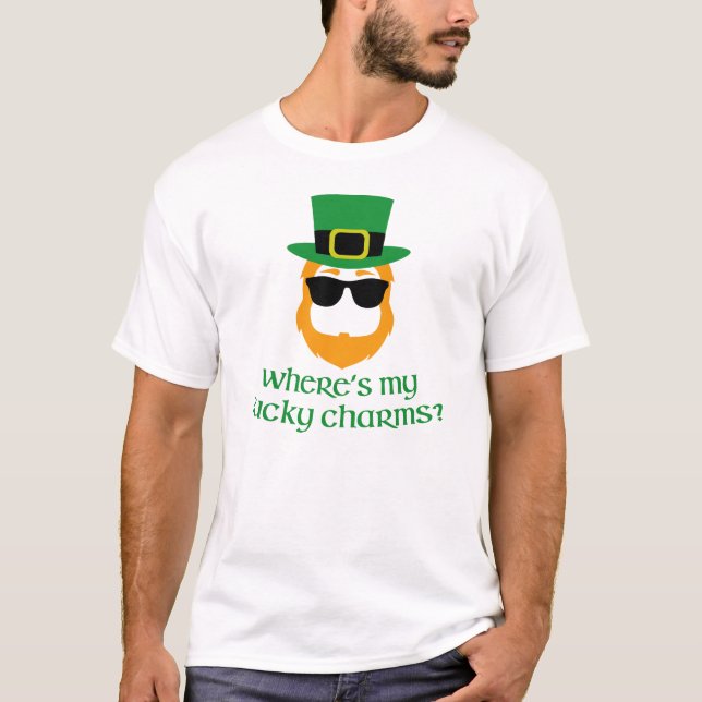 Var är min lyckliga berlock? St Patrick dagtroll T-shirt (Framsida)
