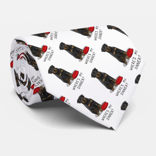Var är min middag? Rottweiler med Red Hund Dish Slips (Rullad)