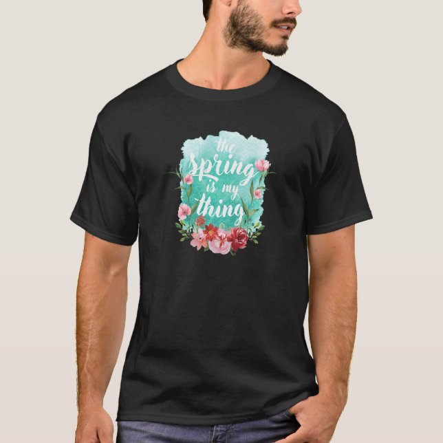 Vår är min Sak, vattenfärgsblommor, Springt T Shirt (Framsida)
