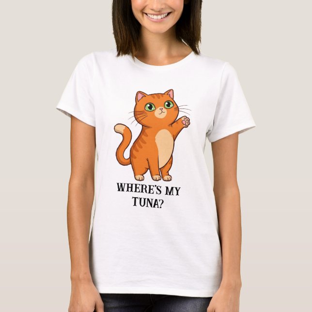 Var är min tonfisk? Cute Cat T Shirt (Framsida)