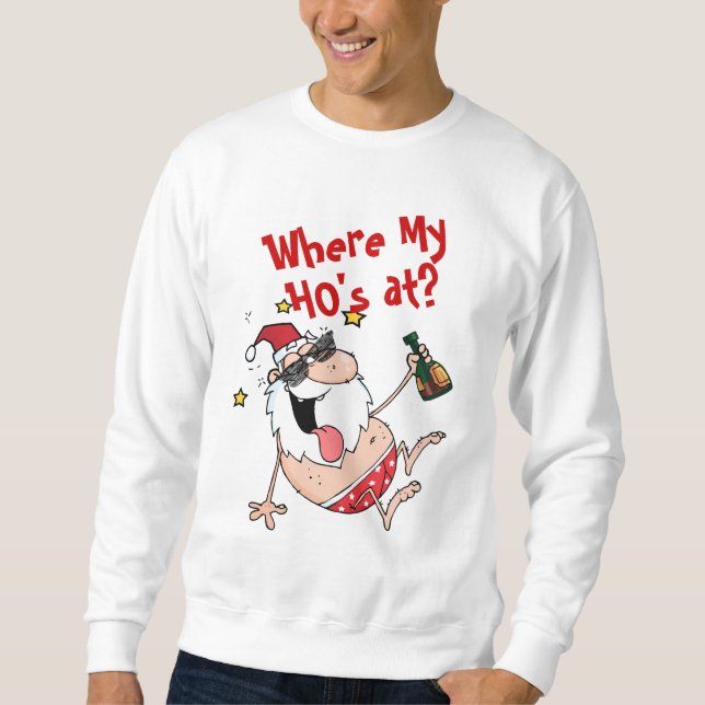 Var är mina? Funny Drunk Santa Julafton Anpassning Sweatshirt (Framsida)
