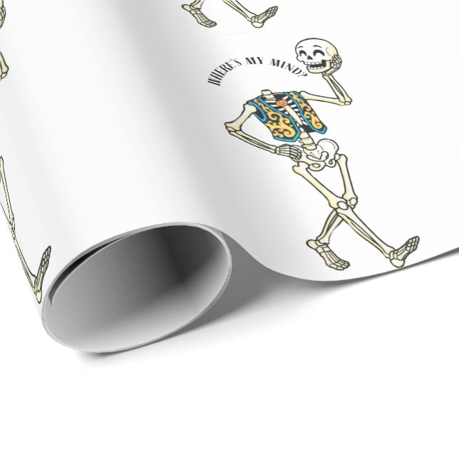Var är mitt sinne Roligt Halloween skelett mönster Presentpapper (Rullad Hörn)