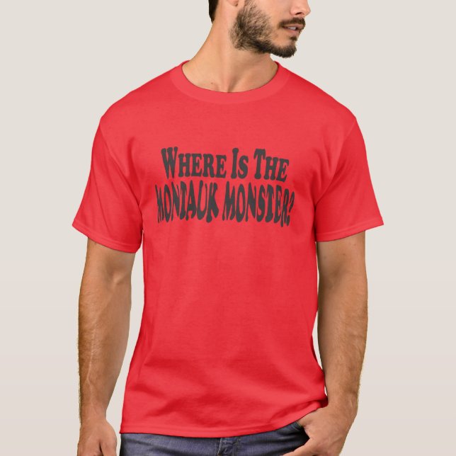 Var är Montauken gigantisk? - Två linjer Tee Shirt (Framsida)