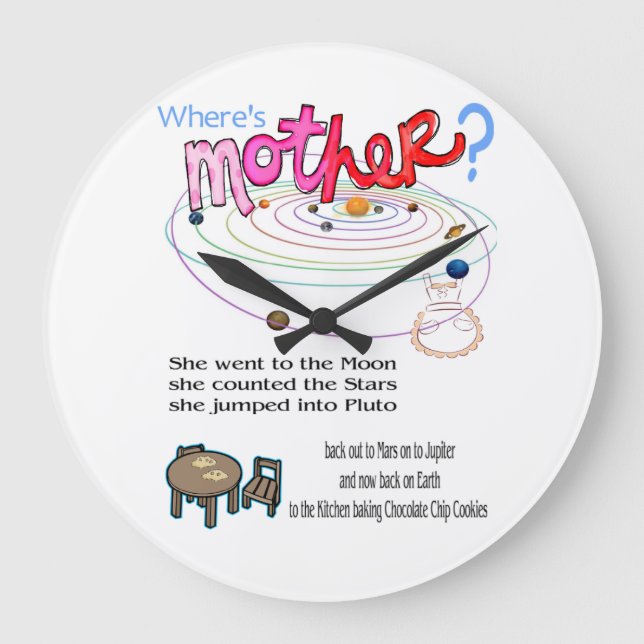 Var är Mor? Lycklig Mors dag Stor Klocka (Framsida)