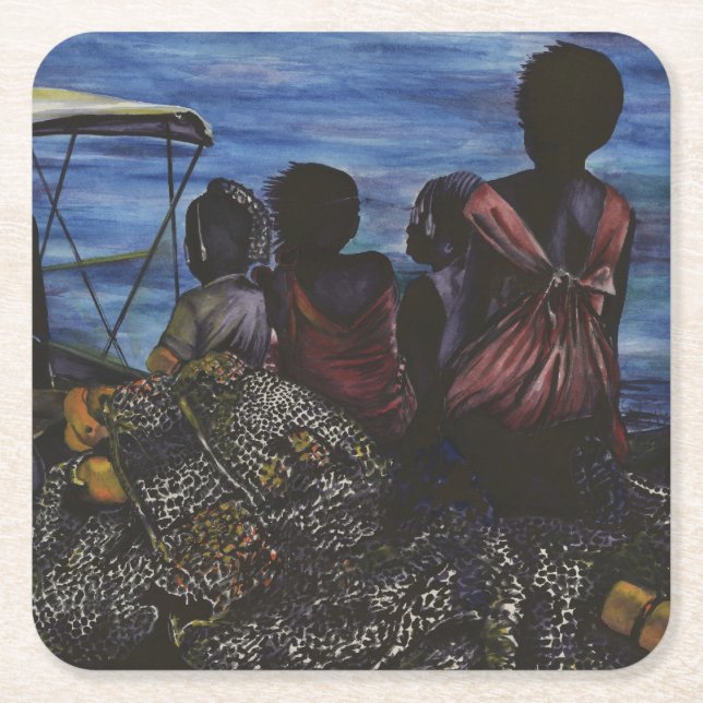 Var är pappa? Harbor Island, Bahamas Underlägg Papper Kvadrat (Framsidan)