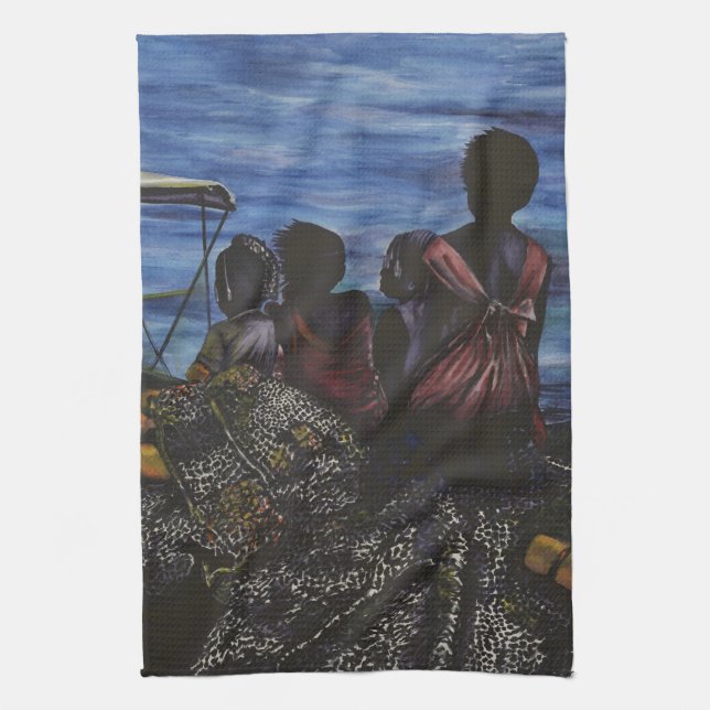 Var är pappa? Harbor Island Kökshandduk (Vertikal)