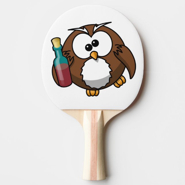 "VAR ÄR PARTY?" DRUNK UGGLA PINGISRACKET (Framsidan)