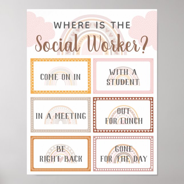 Var är Social Worker Office-dörrsigneringen för re Poster (Framsidan)