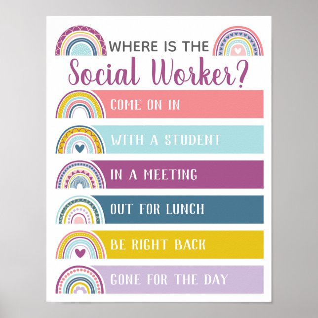 Var är Social Worker Office-dörrsigneringen för re Poster (Framsidan)