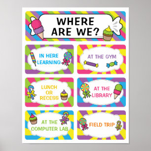 Var är vi i klassrummet som skriver in Candy Theme Poster