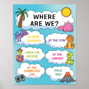 Var är vi i klassrummet som skriver in Dinosaurs-t Poster