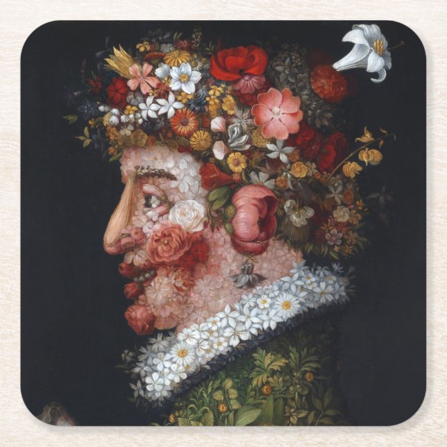 Vår, Arcimboldo Underlägg Papper Kvadrat (Framsidan)