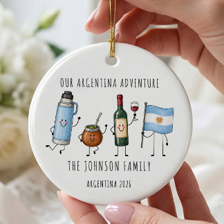 Vår Argentina-äventyrs Familjeprydnad Julgransprydnad Keramik