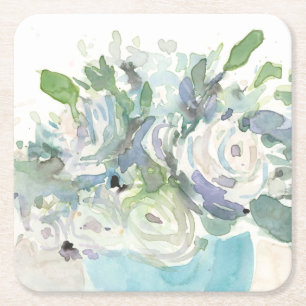 Vår Arrangemang - vattenfärg Bouquet Underlägg Papper Kvadrat