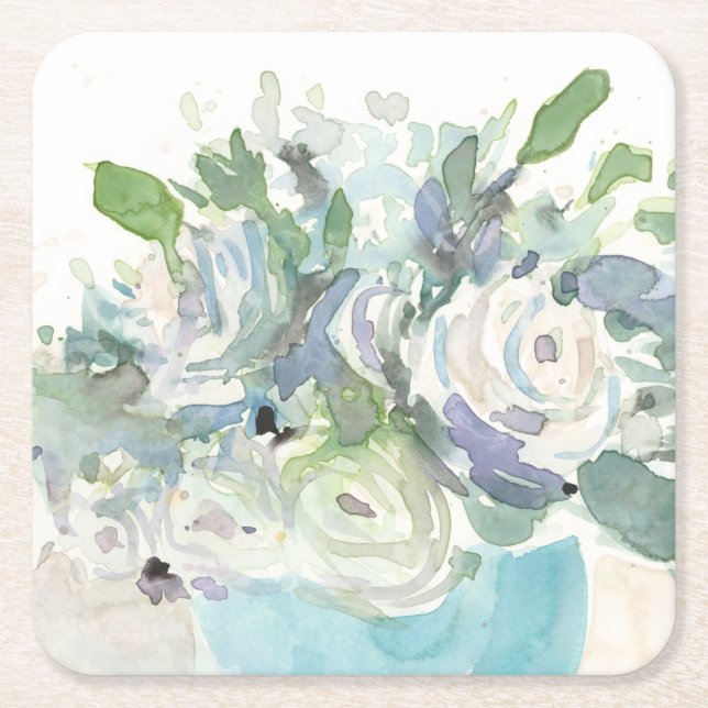 Vår Arrangemang - vattenfärg Bouquet Underlägg Papper Kvadrat (Framsidan)