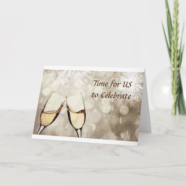 VÅR ÅRSDAG-CHAMPAGNE OCH FIRANDE KORT (Framsida)
