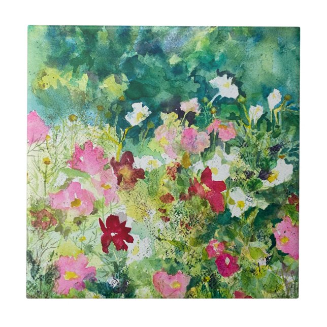 Vår Artistry Cosmos Flowers Kakelplatta (Framsidan)