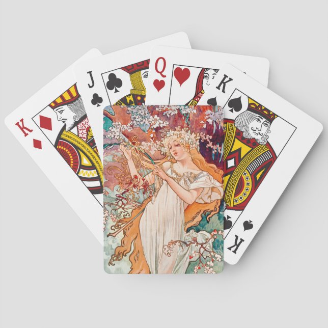 Vår av Alfons Mucha Casinokort (Baksidan)