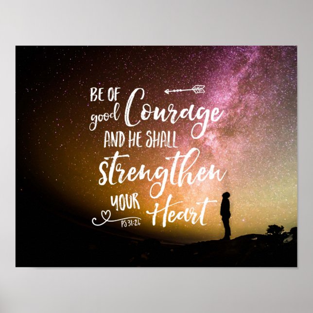Var av Bra Courage night himlar - Psalm 31:24 Post Poster (Framsidan)