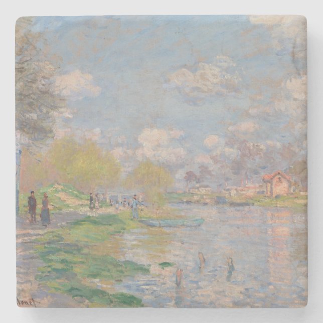 Vår av Seine av Monet Impressionist Stenunderlägg (Framsidan)