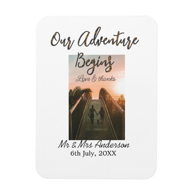 Vår Äventyr börjar med ett foto kärlek och tack Magnet (Vertikal)