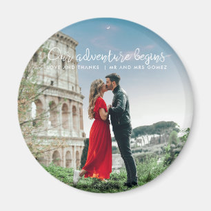 Vår Äventyr börjar med Photo Tack Bröllop Magnet