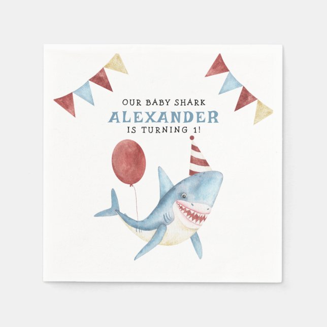 Vår Baby-haj, 1:a födelsedag under havet Pappersservett (Framsidan)