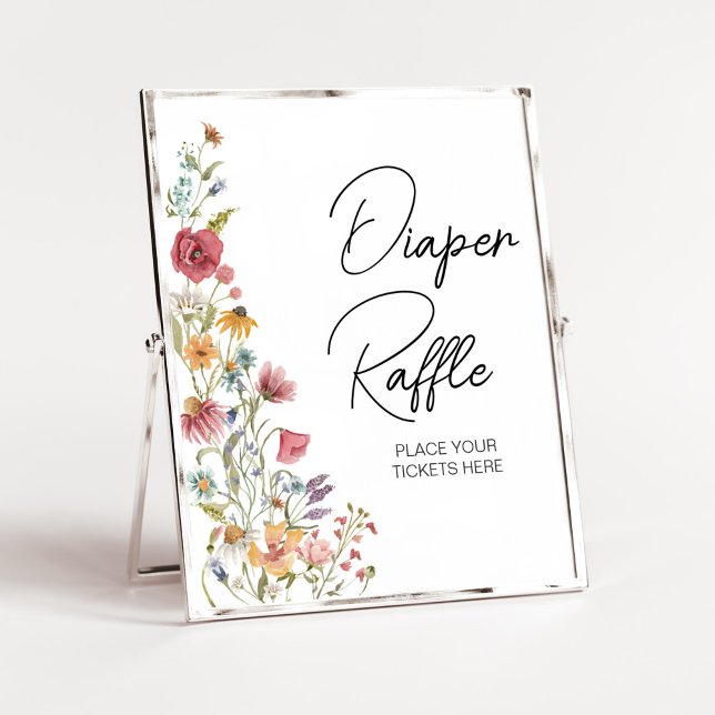 Vår Baby i Bloom Baby Shower Diaper Raffle Poster (Boho Wildflower Baby Shower Diaper Raffle Sign)