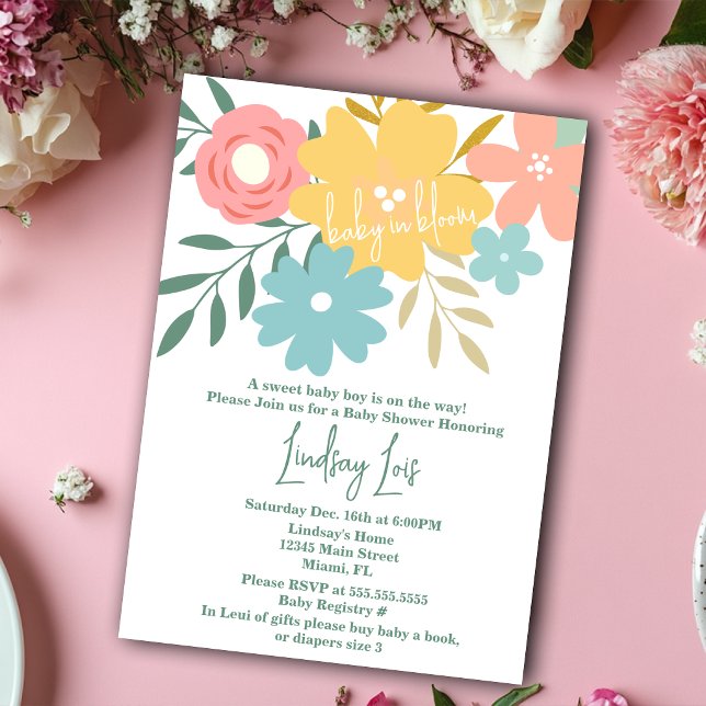 Vår Baby i Bloom Blommig Baby Shower Inbjudningar (Skapare uppladdad)