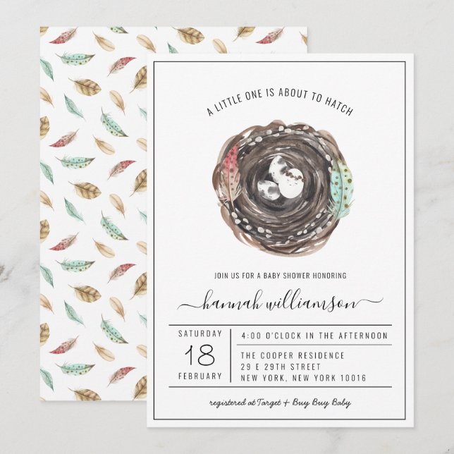 Vår Baby | På väg till Hatch Baby Shower Inbjudningar (Fram/baksida)