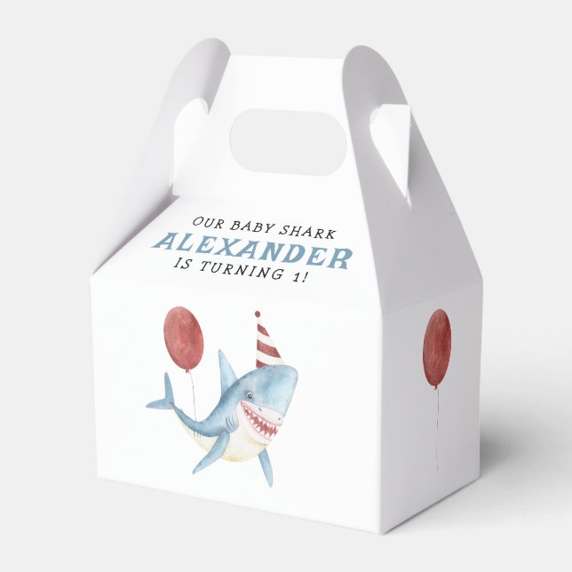 Vår Baby Shark 1-årsdag Under Havet Presentaskar (Framsidan Sidan)