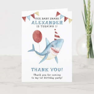 Vår Baby Shark 1-årsdag Under Havet Tack Kort